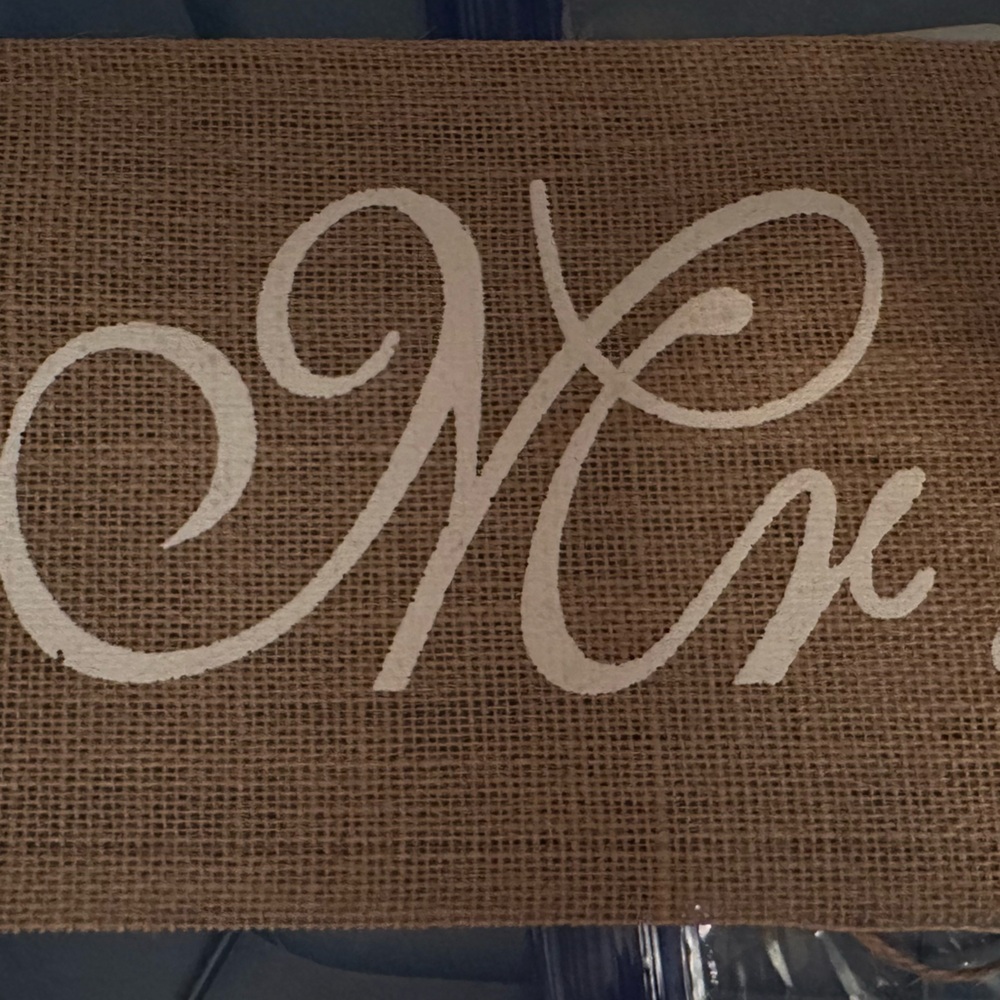 Rustic Burlap Mr & Mrs chair signs and banner